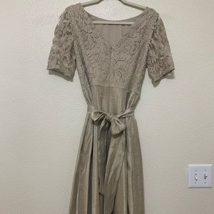 Dillard’s Gold and Tan Lace Midi Dress